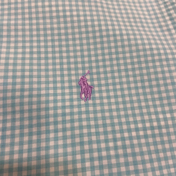 Ralph Lauren Blue & White Collared Checkered Button Down Mens Large - Picture 2 of 12